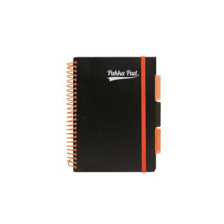 PUKKA PAD Spirálfüzet, A5, vonalas, 100 lap, PUKKA PAD, "Neon black project book"