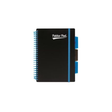 PUKKA PAD Spirálfüzet, A5, vonalas, 100 lap, PUKKA PAD, "Neon black project book"