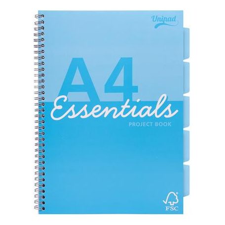 PUKKA PAD Spirálfüzet, A4, vonalas, 100 lap, PUKKA PAD "Unipad Essentials Project Book", vegyes