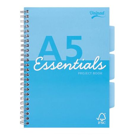 PUKKA PAD Spirálfüzet, A5, vonalas, 100 lap, PUKKA PAD "Unipad Essentials Project Book", vegyes