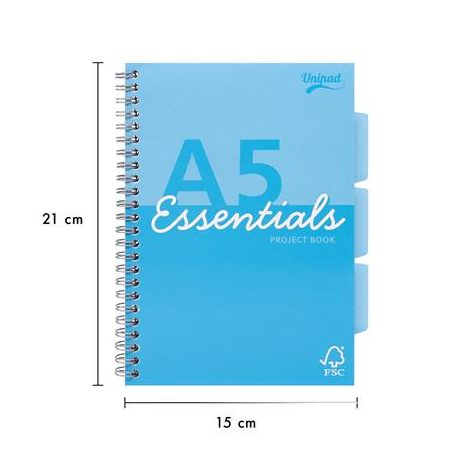 PUKKA PAD Spirálfüzet, A5, vonalas, 100 lap, PUKKA PAD "Unipad Essentials Project Book", vegyes