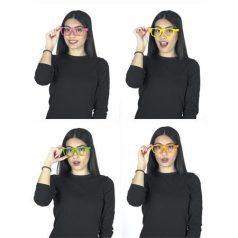   Szemüveg, UV fényben fluoreszkáló, műanyag, neon színek