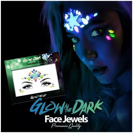 Arc ékszer készlet, öntapadó, UV fényben fluoreszkáló, "Glow in the dark", neon színek