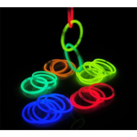 Karkötő, sötétben világító, műanyag, 15 db, vegyes színek