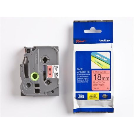 BROTHER Feliratozógép szalag, 18 mm x 8 m, BROTHER, "TZe-441" piros-fekete
