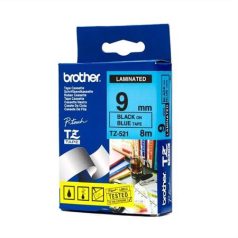   BROTHER Feliratozógép szalag, 9 mm x 8 m, BROTHER, "TZe-521" kék-fekete