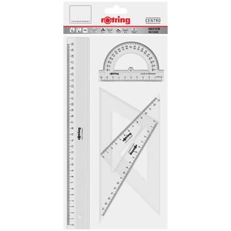 ROTRING Vonalzó készlet, műanyag, ROTRING, víztiszta