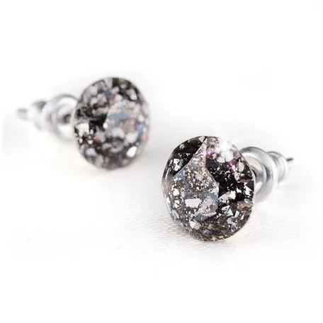 ART CRYSTELLA Fülbevaló, fekete csipke mintás SWAROVSKI® kristállyal, 8mm, ART CRYSTELLA®