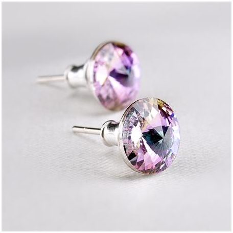 ART CRYSTELLA Fülbevaló, ametiszt lila SWAROVSKI® kristállyal, csúcsos, 8mm, ART CRYSTELLA®