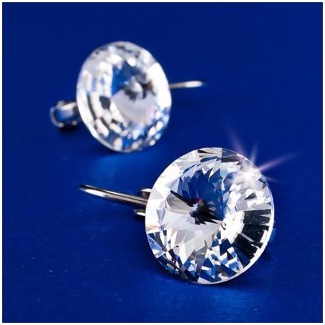 ART CRYSTELLA Fülbevaló, francia kapcsos, natúr fehér, SWAROVSKI® kristállyal, 12 mm, ART CRYSTELLA®