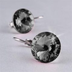   ART CRYSTELLA Fülbevaló, francia kapcsos, Black Diamond, SWAROVSKI® kristállyal, 12 mm, ART CRYSTELLA®