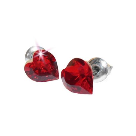 ART CRYSTELLA Fülbevaló, szív formájú, light siam piros SWAROVSKI® kristállyal, 8mm, ART CRYSTELLA®