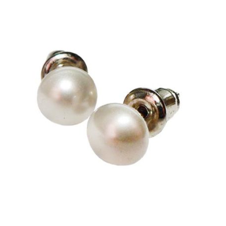 ART CRYSTELLA Fülbevaló, félgömb, gyöngyházfehér SWAROVSKI® gyöngyből, 8mm, ART CRYSTELLA®