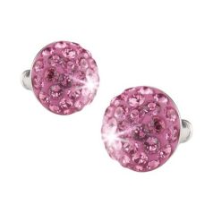   ART CRYSTELLA Fülbevaló, félgömb, rózsaszín, SWAROVSKI® kristállyal, 10mm, ART CRYSTELLA®