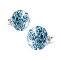   ART CRYSTELLA Fülbevaló, aquakék SWAROVSKI® kristállyal, félgömb, 10mm, ART CRYSTELLA®