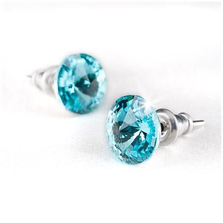 ART CRYSTELLA Fülbevaló, light türkíz SWAROVSKI® kristállyal, csúcsos, 8mm, ART CRYSTELLA®