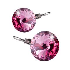   ART CRYSTELLA Fülbevaló, francia kapcsos, rózsaszín SWAROVSKI® kristállyal, 12mm, ART CRYSTELLA®