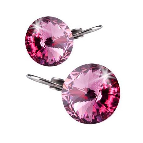 ART CRYSTELLA Fülbevaló, francia kapcsos, rózsaszín SWAROVSKI® kristállyal, 12mm, ART CRYSTELLA®