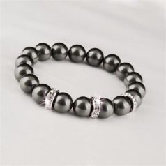   ART CRYSTELLA Karkötő, fekete SWAROVSKI® gyöngyből, fehér rondella kristállyal, 10mm, ART CRYSTELLA® M