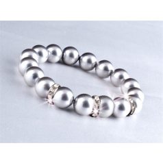   ART CRYSTELLA Karkötő, ezüst színű SWAROVSKI® gyöngyből, fehér kristállyal, 10mm, ART CRYSTELLA® M