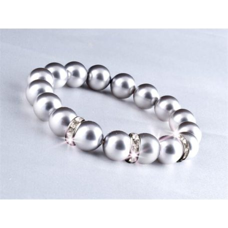ART CRYSTELLA Karkötő, ezüst színű SWAROVSKI® gyöngyből, fehér kristállyal, 10mm, ART CRYSTELLA® M