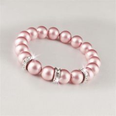   ART CRYSTELLA Karkötő SWAROVSKI® gyöngyből, rózsaszín, fehér rondella kristály, ART CRYSTELLA, M
