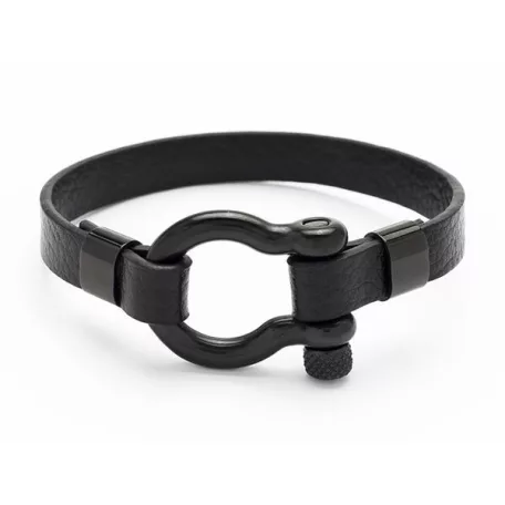 ART CRYSTELLA Karkötő, fekete bőr, sekli zárral, 22 cm, ART CRYSTELLA®