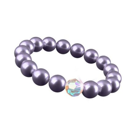 ART CRYSTELLA Karkötő, halványlila SWAROVSKI® gyöngyből, színjátszós fehér kristállyal, 10 mm, ART CRYSTELLA® M