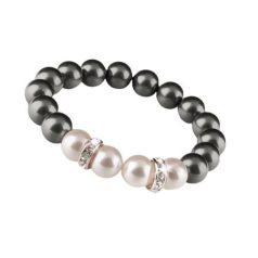   ART CRYSTELLA Karkötő, fekete-fehér SWAROVSKI® gyöngyből, rondella kristállyal, 10mm, ART CRYSTELLA® M