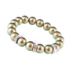   ART CRYSTELLA Karkötő, zöld SWAROVSKI® gyöngyből, fehér rondella kristállyal, 10mm, ART CRYSTELLA® M