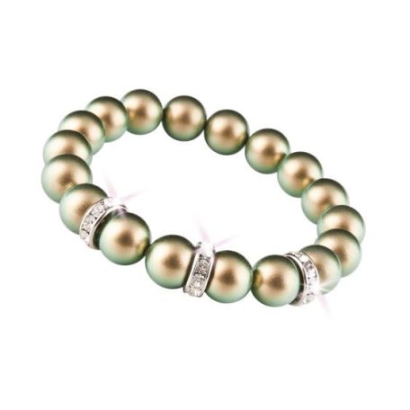 ART CRYSTELLA Karkötő, zöld SWAROVSKI® gyöngyből, fehér rondella kristállyal, 10mm, ART CRYSTELLA® M