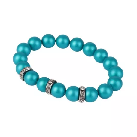 ART CRYSTELLA Karkötő, türkiz SWAROVSKI® gyöngyből, fehér rondella kristállyal, 10mm, ART CRYSTELLA® M