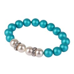   ART CRYSTELLA Karkötő, türkiz-fehér SWAROVSKI® gyöngyből, fehér rondella kristállyal, 10mm, ART CRYSTELLA® M