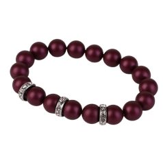   ART CRYSTELLA Karkötő, bíborlila SWAROVSKI® gyöngyből, fehér rondella kristállyal, 10mm, ART CRYSTELLA® M