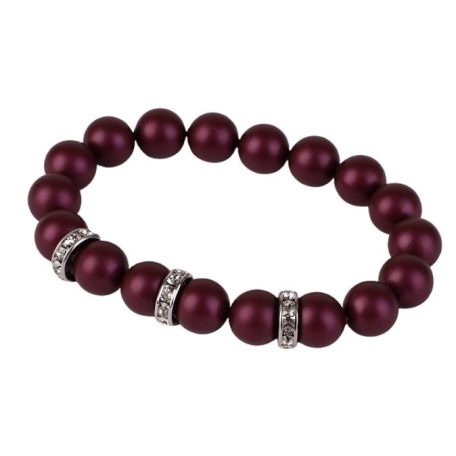 ART CRYSTELLA Karkötő, bíborlila SWAROVSKI® gyöngyből, fehér rondella kristállyal, 10mm, ART CRYSTELLA® M