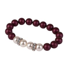   ART CRYSTELLA Karkötő, bíborlila-fehér SWAROVSKI® gyöngyből, fehér rondella kristállyal, 10mm, ART CRYSTELLA® M