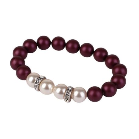 ART CRYSTELLA Karkötő, bíborlila-fehér SWAROVSKI® gyöngyből, fehér rondella kristállyal, 10mm, ART CRYSTELLA® M