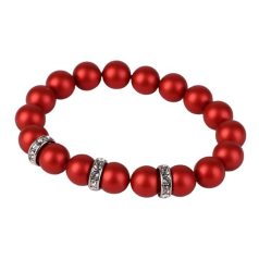   ART CRYSTELLA Karkötő, tűzpiros SWAROVSKI® gyöngyből, fehér rondella kristállyal, 10mm, ART CRYSTELLA® M