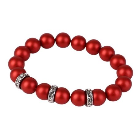 ART CRYSTELLA Karkötő, tűzpiros SWAROVSKI® gyöngyből, fehér rondella kristállyal, 10mm, ART CRYSTELLA® M