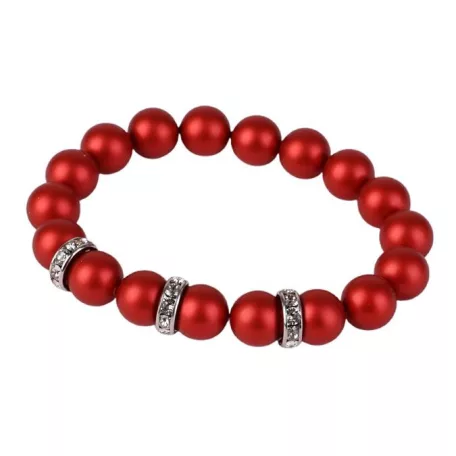 ART CRYSTELLA Karkötő, tűzpiros SWAROVSKI® gyöngyből, fehér rondella kristállyal, 10mm, ART CRYSTELLA® M