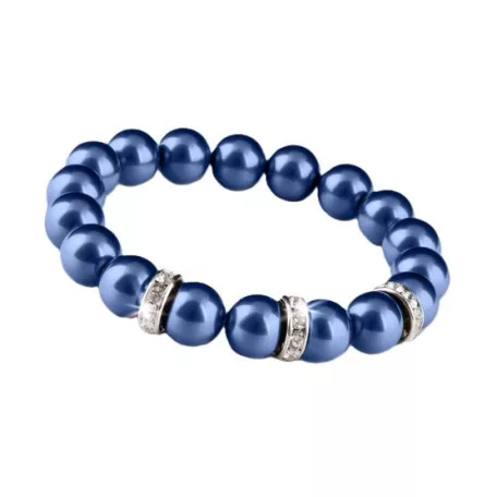 ART CRYSTELLA Karkötő, sötétkék SWAROVSKI® gyöngyből, fehér rondella kristállyal, 10mm, ART CRYSTELLA® M