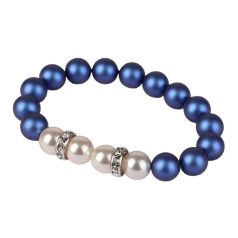   ART CRYSTELLA Karkötő, sötétkék-fehér SWAROVSKI® gyöngyből, fehér rondella kristállyal, 10mm, ART CRYSTELLA® M