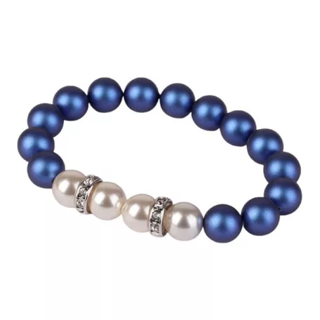 ART CRYSTELLA Karkötő, sötétkék-fehér SWAROVSKI® gyöngyből, fehér rondella kristállyal, 10mm, ART CRYSTELLA® M