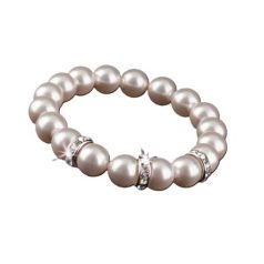   ART CRYSTELLA Karkötő, gyöngyházfehér SWAROVSKI® gyöngyből, fehér rondella kristállyal, 10mm, ART CRYSTELLA®