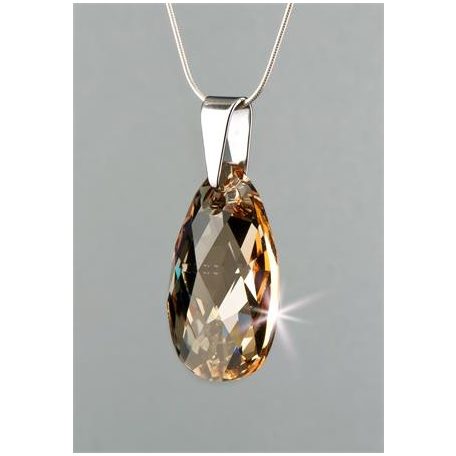 ART CRYSTELLA Nyaklánc, esőcsepp formájú, pezsgő színű SWAROVSKI® kristállyal, 16mm, ART CRYSTELLA®