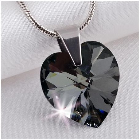 ART CRYSTELLA Nyaklánc, szív formájú, Black Diamond SWAROVSKI® kristállyal, 18mm ART CRYSTELLA®