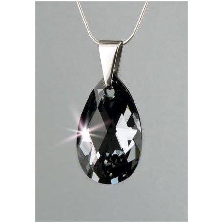 ART CRYSTELLA Nyaklánc, esőcsepp formájú, Black Diamond SWAROVSKI® kristállyal, 16mm, ART CRYSTELLA®