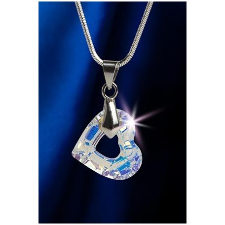 ART CRYSTELLA Nyaklánc, szív formájú, fehér színjátszós SWAROVSKI® kristállyal, 17 mm, ART CRYSTELLA®