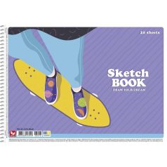   SHKOLYARYK Vázlatfüzet, spirál, A4, 120 g, 20 lap, SHKOLYARYK "Draw your dream", vegyes