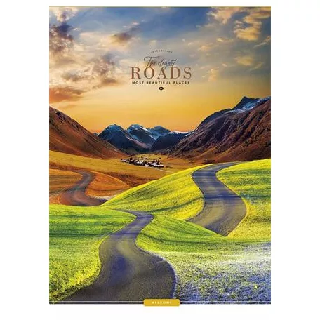 SHKOLYARYK Füzet, tűzött, A4, kockás, 40 lap, SHKOLYARYK "The Elegant Roads", vegyes